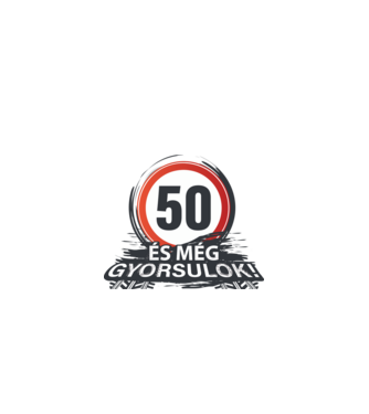 50-es tábla - És még gyorsulok minta fehér/piros pólón