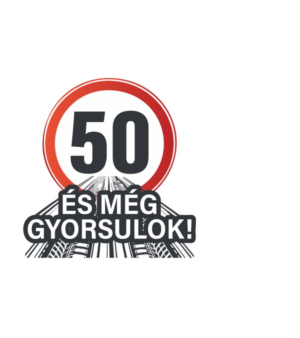 50-es tábla - És még gyorsulok 2 minta világoskék pólón