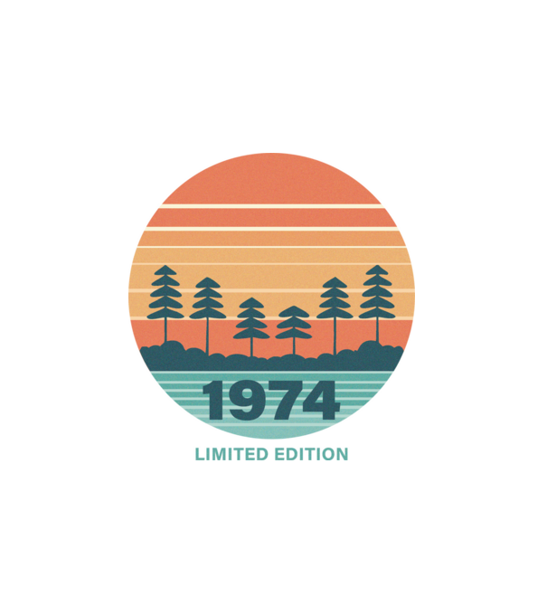 1974 - Limited edition - fák, naplemente minta fehér pólón