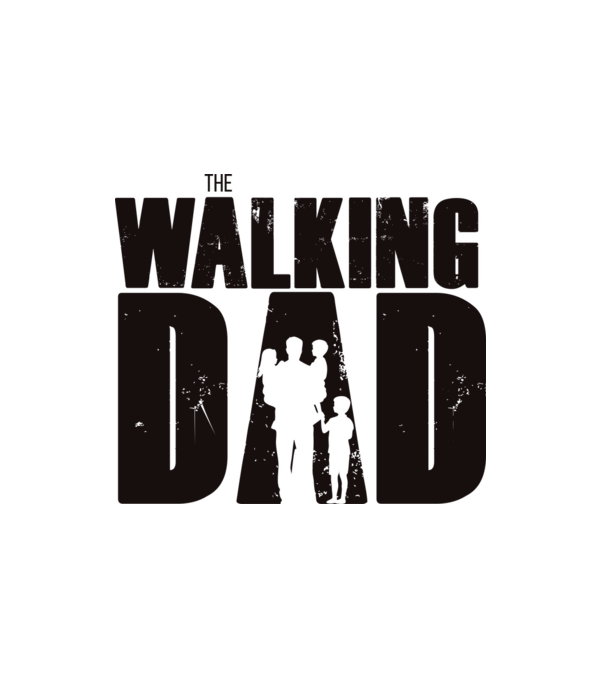 The Walking DAD - három gyerekkel minta fehér pólón