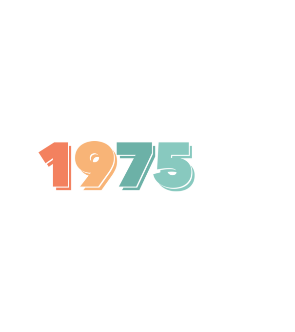 1975 retro dátum minta fekete pólón