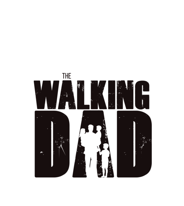 The Walking DAD - három gyerekkel minta fehér pólón