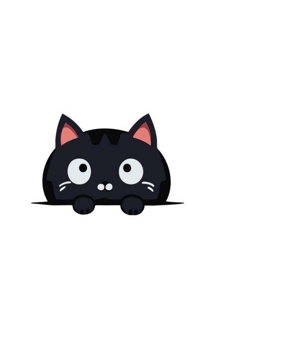 Cat - Figyelő aranyos kis macska minta fekete pólón