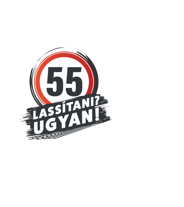 55-ös tábla: Lassítani? Ugyan! minta fekete pólón