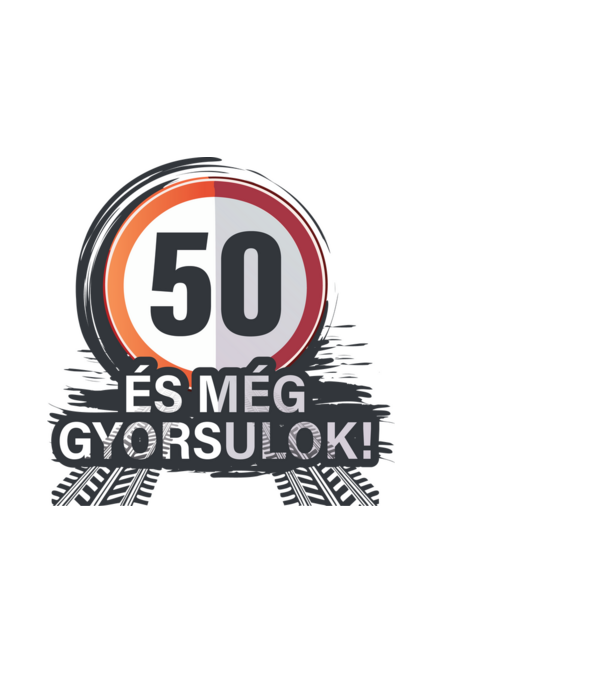 50-es tábla - És még gyorsulok! minta világoskék pólón