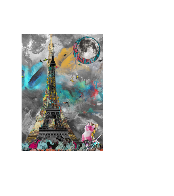 MenzArt_Paris minta fekete pólón