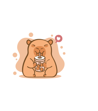 Capybara bubi teával minta világos rózsaszín pólón