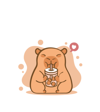 Capybara bubi teával minta fehér pólón