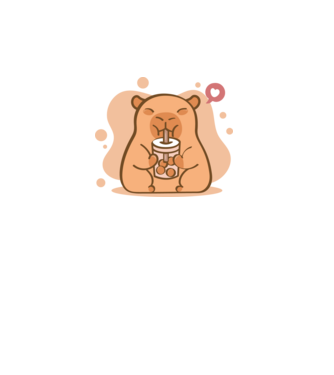 Capybara bubi teával minta fehér pólón
