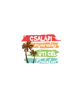 Családi nyaralás - Balaton minta fehér/piros pólón