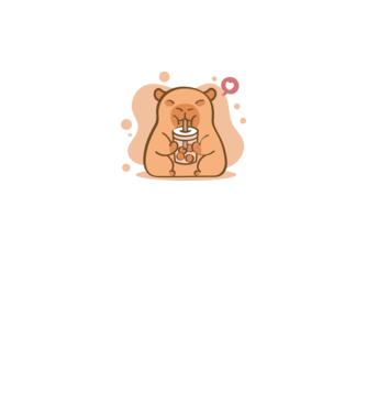 Capybara bubi teával minta fehér pólón