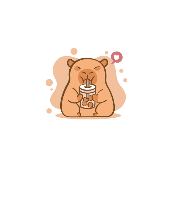 Capybara bubi teával minta fehér pólón