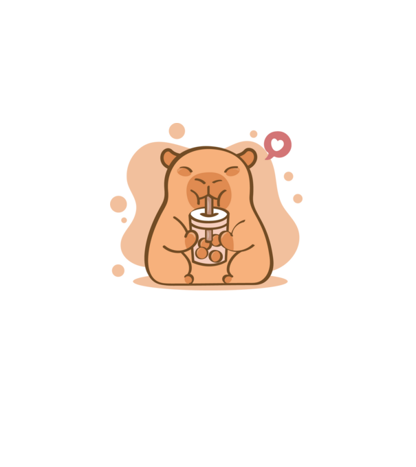 Capybara bubi teával minta fehér pólón