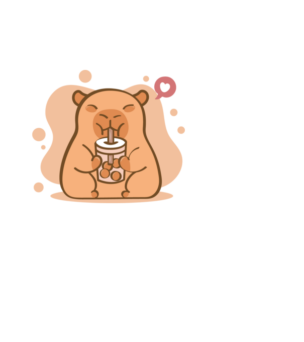 Capybara bubi teával minta fehér pólón