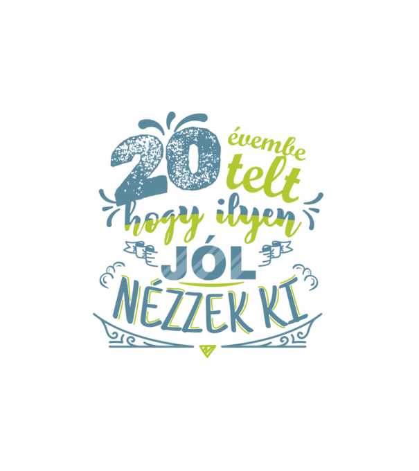 20. születésnap minta fehér pólón