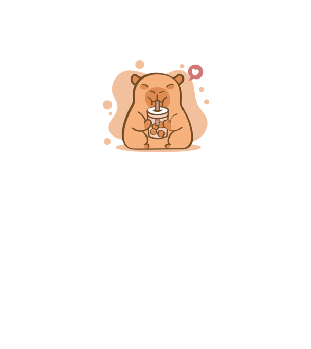 Capybara bubi teával minta fehér pólón