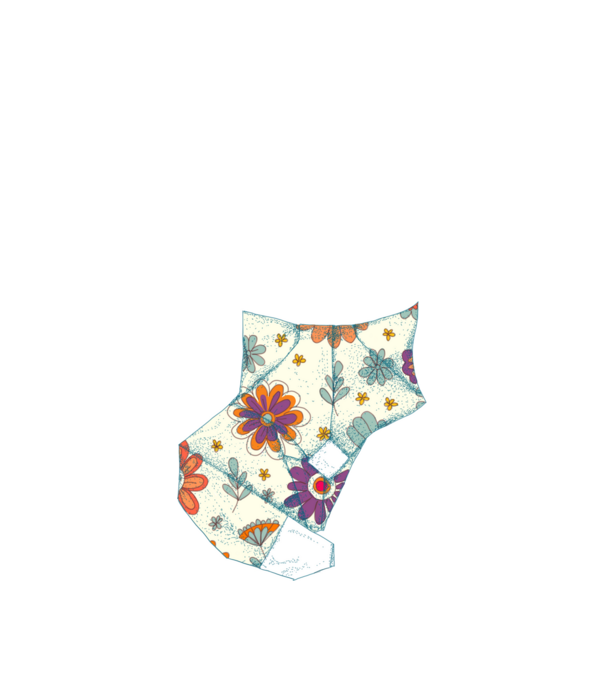 Krémszínű origami kisróka minta fehér pólón