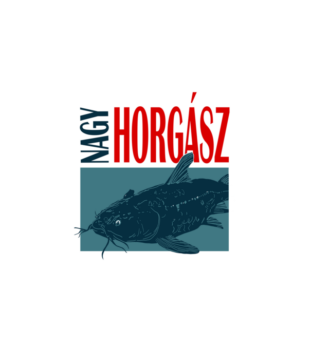 Nagy Horgász minta fehér pólón