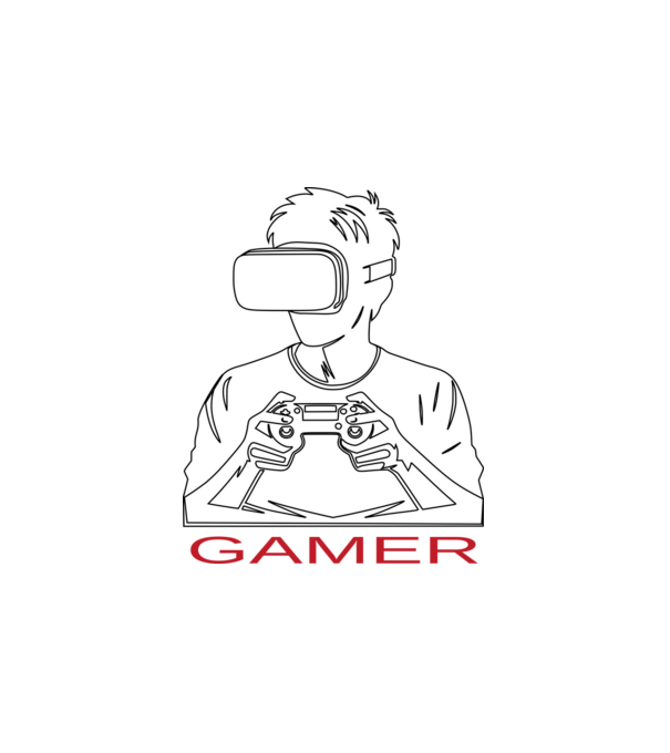 gamer minta fehér pólón