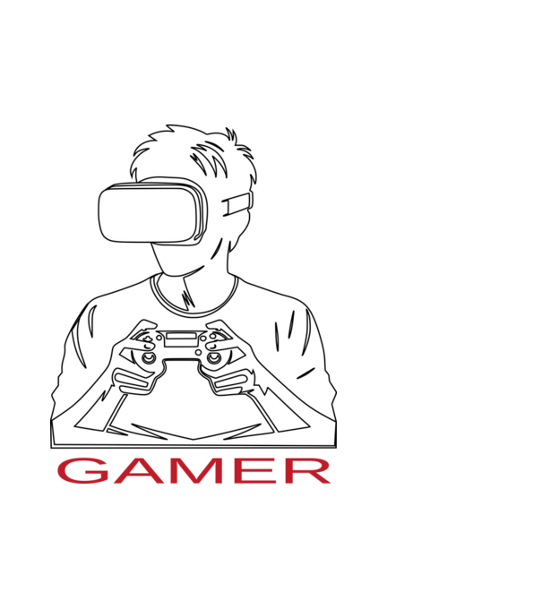 gamer minta fehér pólón
