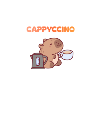 Cappyccino - kávézó Capybara minta világos rózsaszín pólón
