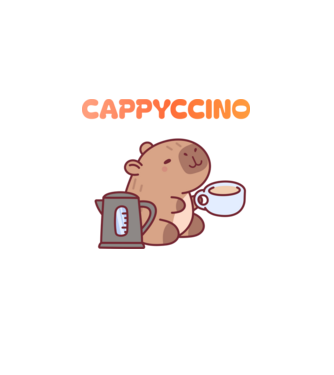 Cappyccino - kávézó Capybara minta fehér pólón