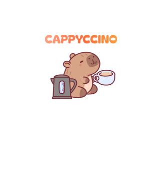 Cappyccino - kávézó Capybara minta fehér pólón