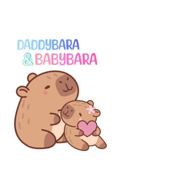 Apa lánya Capybara minta fehér pólón