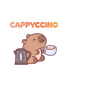 Cappyccino - kávézó Capybara minta fehér pólón