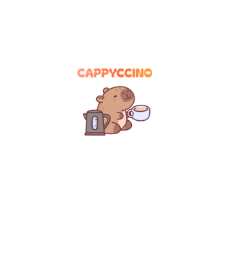 Cappyccino - kávézó Capybara minta fehér pólón