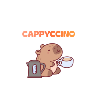 Cappyccino - kávézó Capybara minta fehér pólón