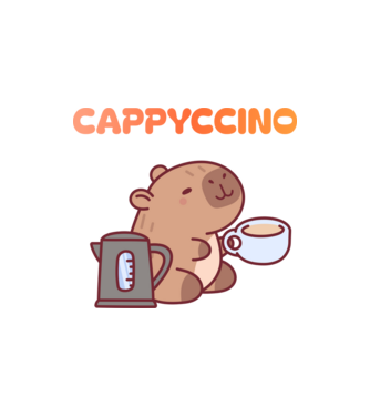 Cappyccino - kávézó Capybara minta homokszín pólón