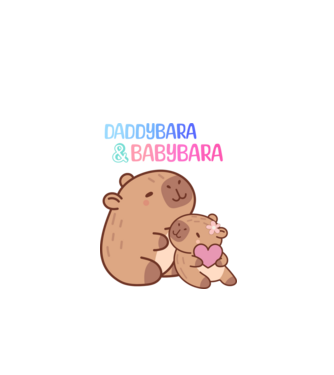 Apa lánya Capybara minta fehér pólón