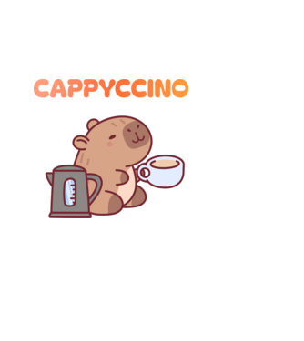 Cappyccino - kávézó Capybara minta világoskék pólón
