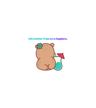 Life is better - capybara minta homokszín pólón