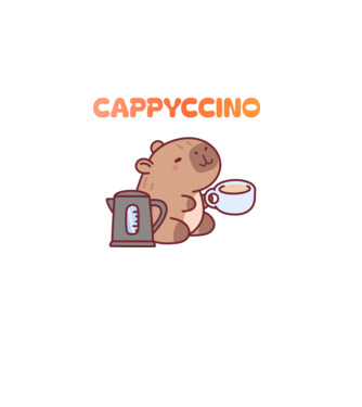 Cappyccino - kávézó Capybara minta fehér pólón
