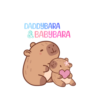 Apa lánya Capybara minta fehér pólón