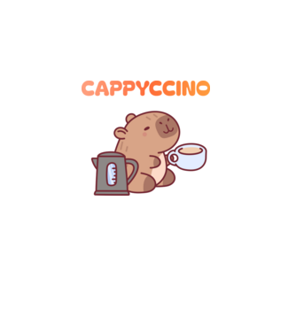Cappyccino - kávézó Capybara minta fehér pólón