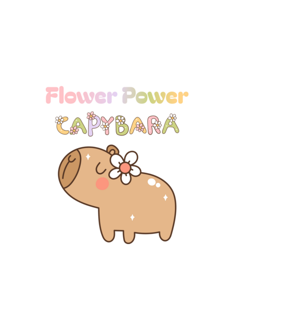 Flower Power - Hippi Capybara minta fehér pólón