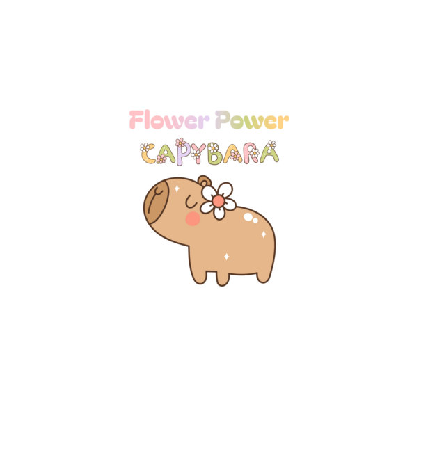 Flower Power - Hippi Capybara minta világos rózsaszín pólón
