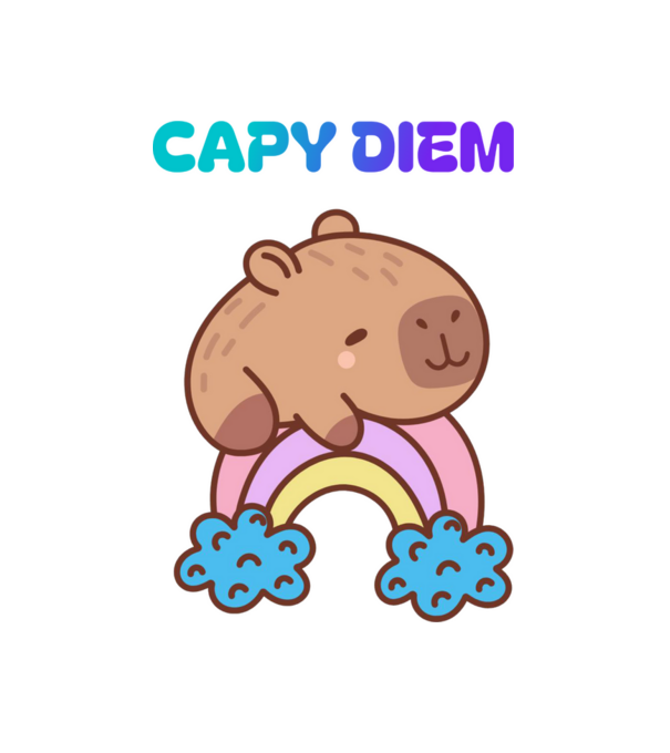 Capybara Szivarvany - Carpe Diem minta fehér pólón