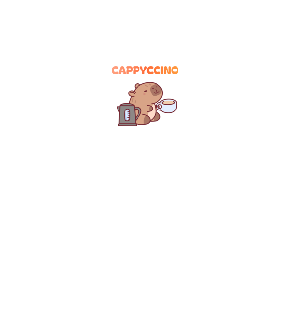 Cappyccino - kávézó Capybara minta fehér pólón