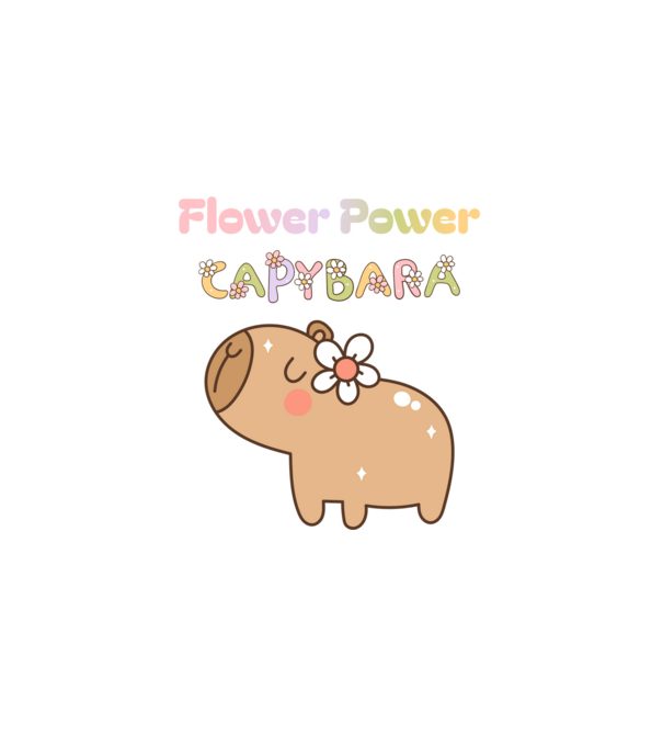 Flower Power - Hippi Capybara minta fehér pólón