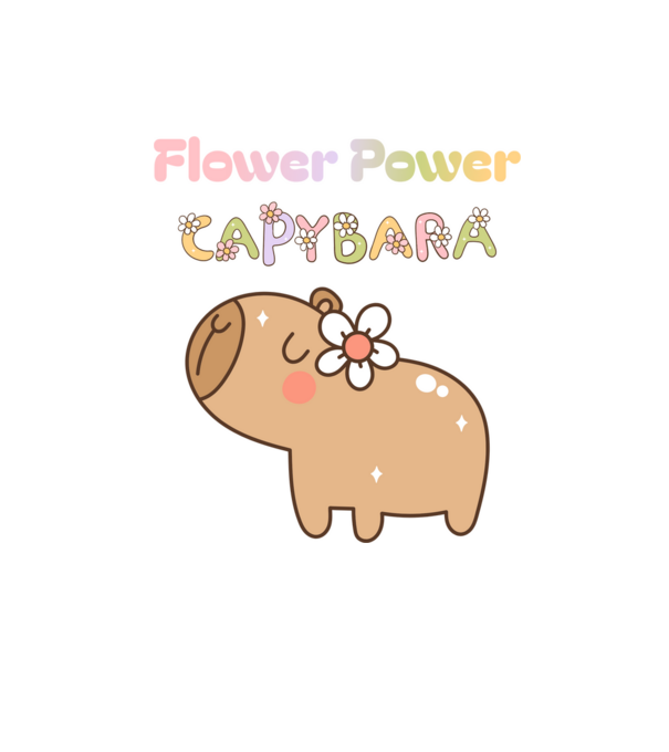 Flower Power - Hippi Capybara minta homokszín pólón