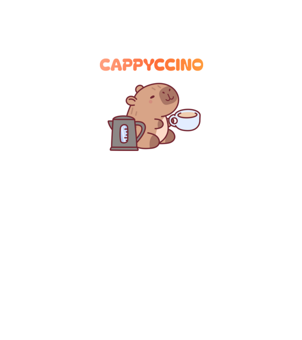 Cappyccino - kávézó Capybara minta fehér pólón