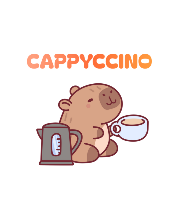 Cappyccino - kávézó Capybara minta fehér pólón