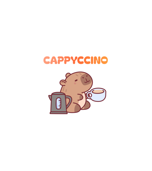 Cappyccino - kávézó Capybara minta fehér pólón