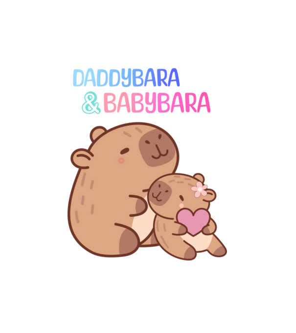 Apa lánya Capybara minta fehér pólón
