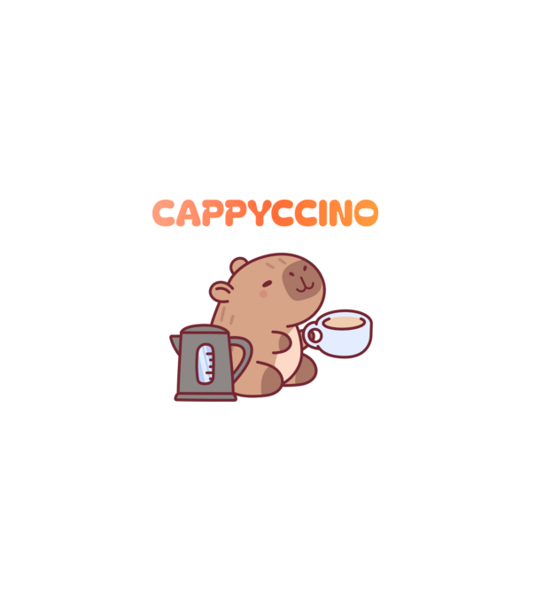 Cappyccino - kávézó Capybara minta fehér pólón