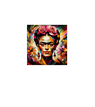 Frida Kahlo: A Színek és Virágok Művésze minta világos rózsaszín pólón